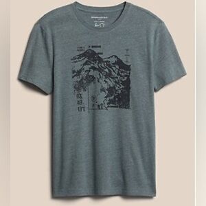 Banana Republic Blue Short Sleeve Tee with Nature Graphic